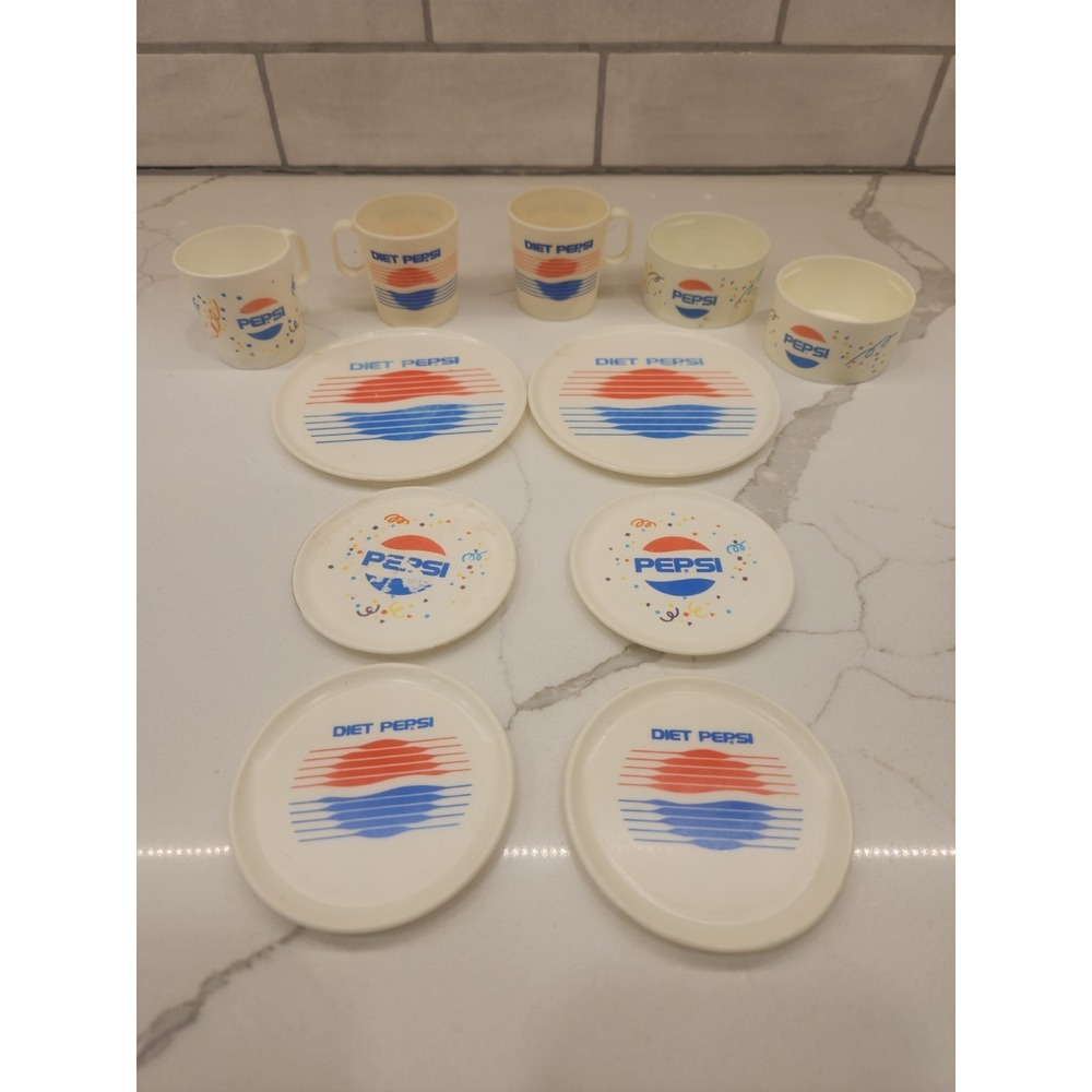 Vtg. Mixed Lot Of 11 Child's Chilton Pepsi Party Dish Set Kids Cooking Plastic